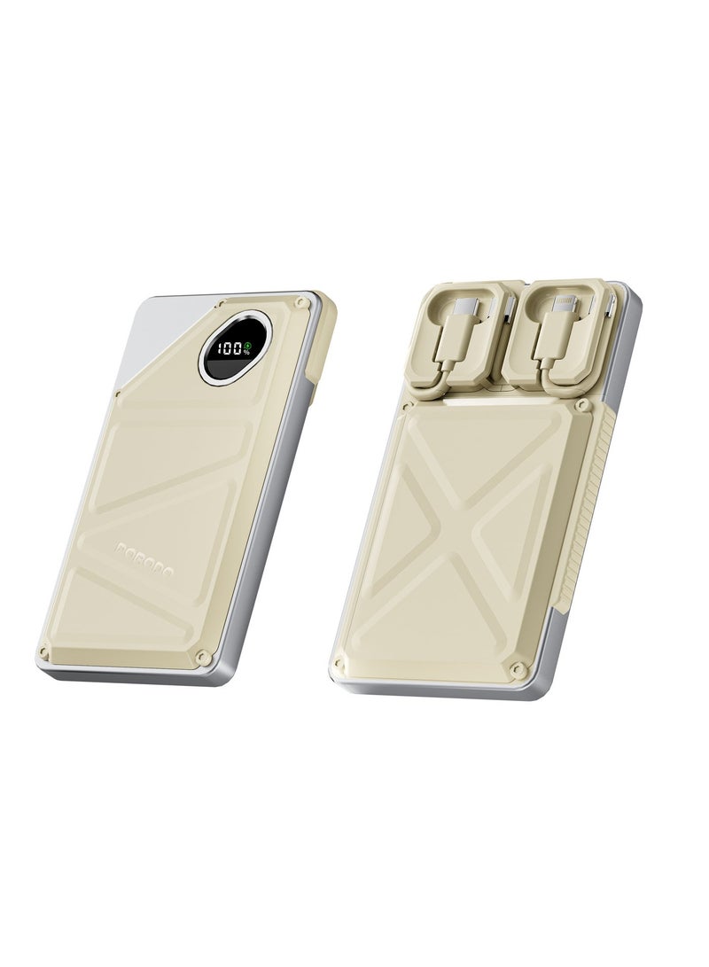 porodo Power Bank 10000mAh with Built-In USB-C & Lightning Cables, 22.5W PD & QC Fast Charging, USB-A & Type-C Ports, Multi-Device Charging, Portable Battery Pack for iPhone, Tablets, Android - Image 5