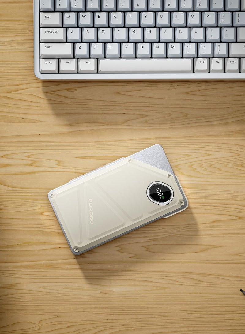 porodo Power Bank 10000mAh with Built-In USB-C & Lightning Cables, 22.5W PD & QC Fast Charging, USB-A & Type-C Ports, Multi-Device Charging, Portable Battery Pack for iPhone, Tablets, Android - Image 2