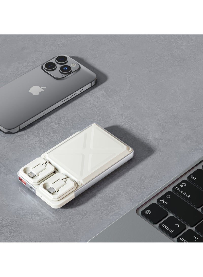 porodo Power Bank 10000mAh with Built-In USB-C & Lightning Cables, 22.5W PD & QC Fast Charging, USB-A & Type-C Ports, Multi-Device Charging, Portable Battery Pack for iPhone, Tablets, Android - Image 4