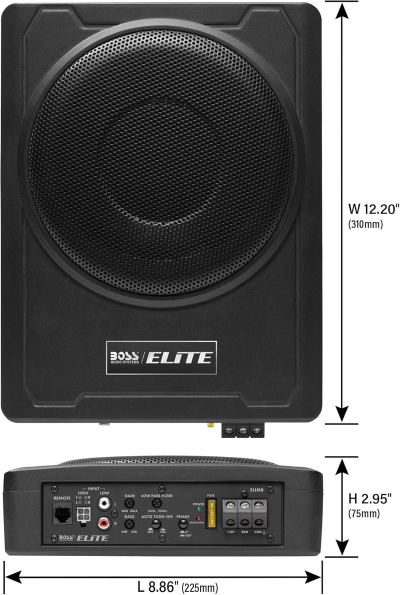 BOSS Audio Systems SLIM8 Elite Series 8 Inch Powered Car Subwoofer - Low Profile with Remote Control - Image 4