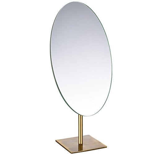 GURUN Large Oval Tabletop Vanity Mirror 7x12 Antique Brass Luxuries Makeup Mirror with Stand for Jeweller's M2017 - Image 1