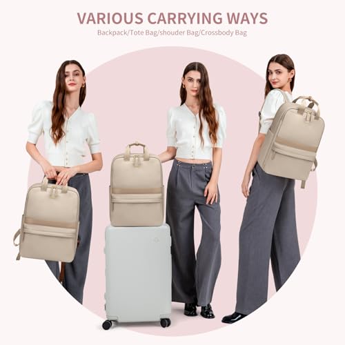GOLF QUALITY Laptop Backpack for Women Carry On Backpack Travel Backpack with Laptop Compartment for Work Travel Business Fit 16 Inch Notebook Apricot - Image 3