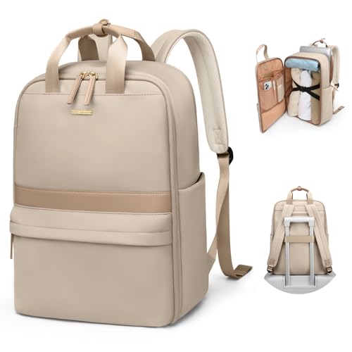 GOLF QUALITY Laptop Backpack for Women Carry On Backpack Travel Backpack with Laptop Compartment for Work Travel Business Fit 16 Inch Notebook Apricot - Image 1