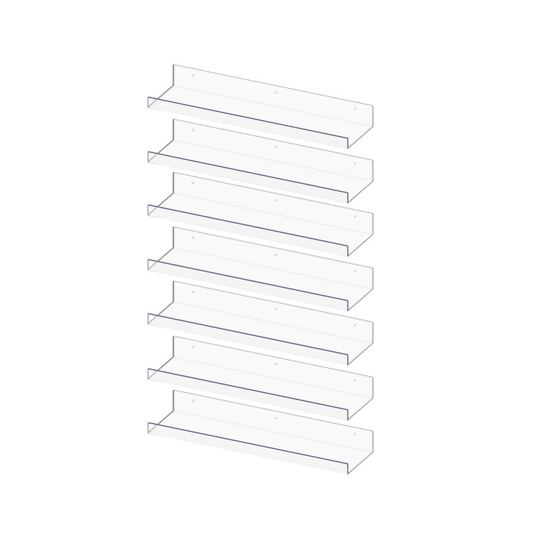RLAVBL 7 Pack Acrylic Shelves, 15" Floating Wall Shelves for Bedroom, Living Room, Bathroom, Kitchen Storage - Image 1