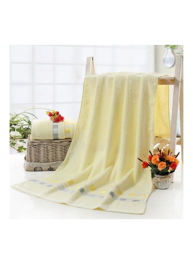NIBEMINENT Large Pure Cotton Bath Towel Beige 35X24X3cm - Image 1