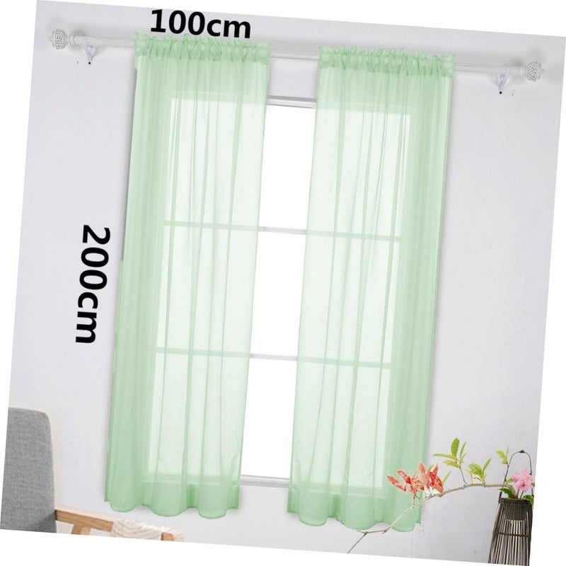 ABOOFAN Green Sheer Voile Curtains Window Screen Tulle Privacy Window Treatments 100x200cm Home Decor Elegant Lightweight - Image 3