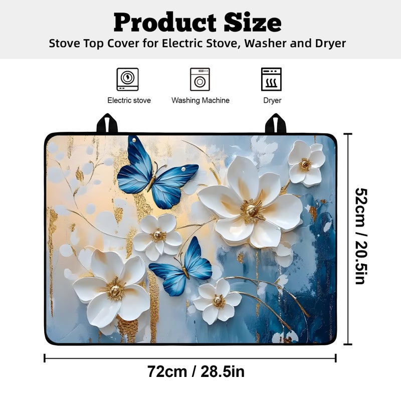 AOHMPT Multi-Design Stove Top Cover for Glass/Electric Stoves - 3-in-1 Heat-Resistant Protector Mat, Non-Slip Drying Rack 28"x20" (Butterflies, 28" L x 20" W) - Image 2