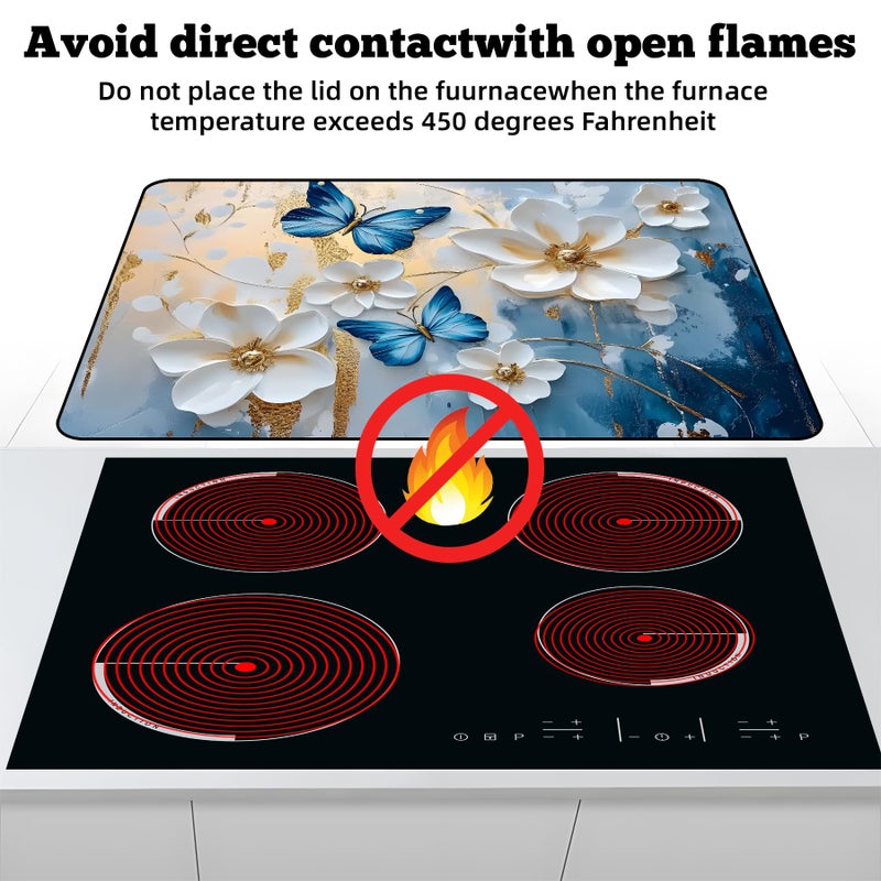 AOHMPT Multi-Design Stove Top Cover for Glass/Electric Stoves - 3-in-1 Heat-Resistant Protector Mat, Non-Slip Drying Rack 28"x20" (Butterflies, 28" L x 20" W) - Image 3
