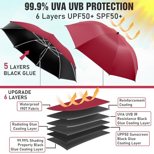 NBtoUS 2 PACK Chair Umbrella with Clamp 360 Adjustable UPF50 Sunshade for Beach Chair Patio Chair Camping Chair Golf CartsGarnet Red Chair Not Included - Image 3
