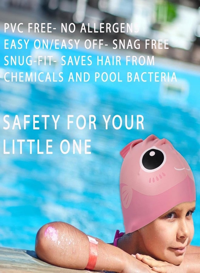 Shifter Swimming Cap for Kids Silicone Swimming Caps for Toddlers Unisex Swim Cap for Boys, Girls and Kids Swim Cap for Swimming Head Cap Kids 4 5 6 7 8 9 10 Years Silicone Easy Fit (Pink) - Image 4