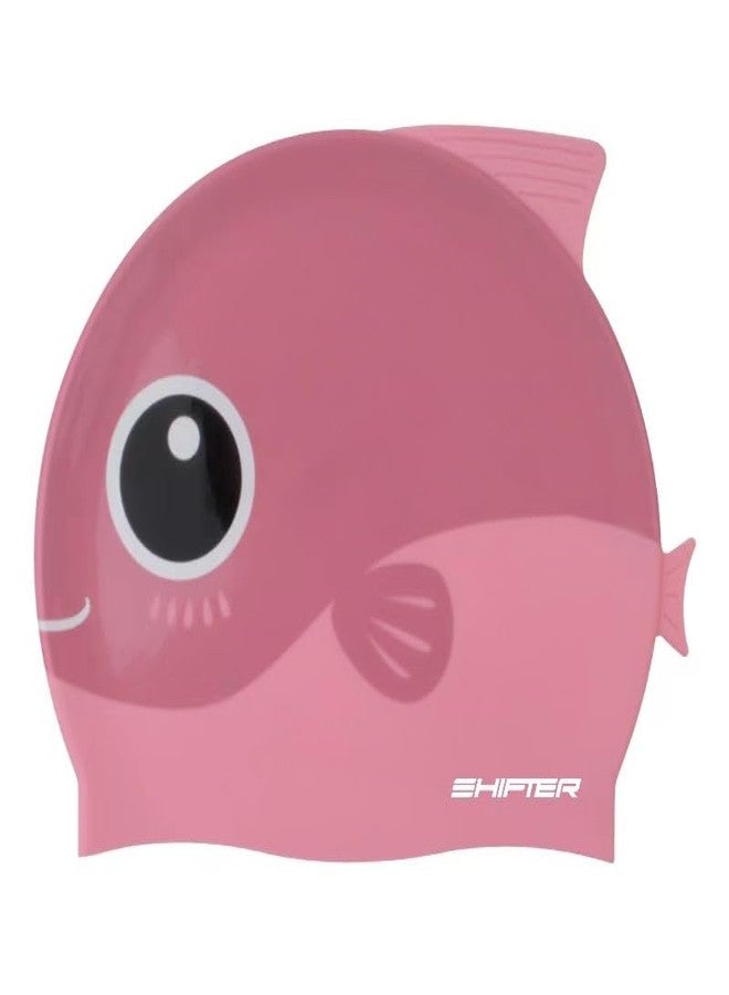 Shifter Swimming Cap for Kids Silicone Swimming Caps for Toddlers Unisex Swim Cap for Boys, Girls and Kids Swim Cap for Swimming Head Cap Kids 4 5 6 7 8 9 10 Years Silicone Easy Fit (Pink) - Image 1