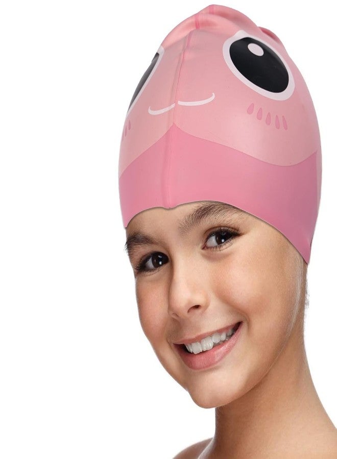 Shifter Swimming Cap for Kids Silicone Swimming Caps for Toddlers Unisex Swim Cap for Boys, Girls and Kids Swim Cap for Swimming Head Cap Kids 4 5 6 7 8 9 10 Years Silicone Easy Fit (Pink) - Image 2