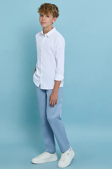 R&B Solid Pants with Button Closure