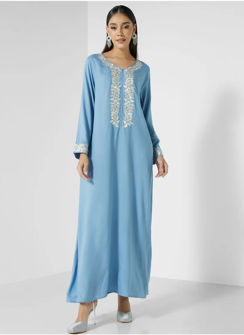 KASHKHA Tiered Embroidered Jalabiya