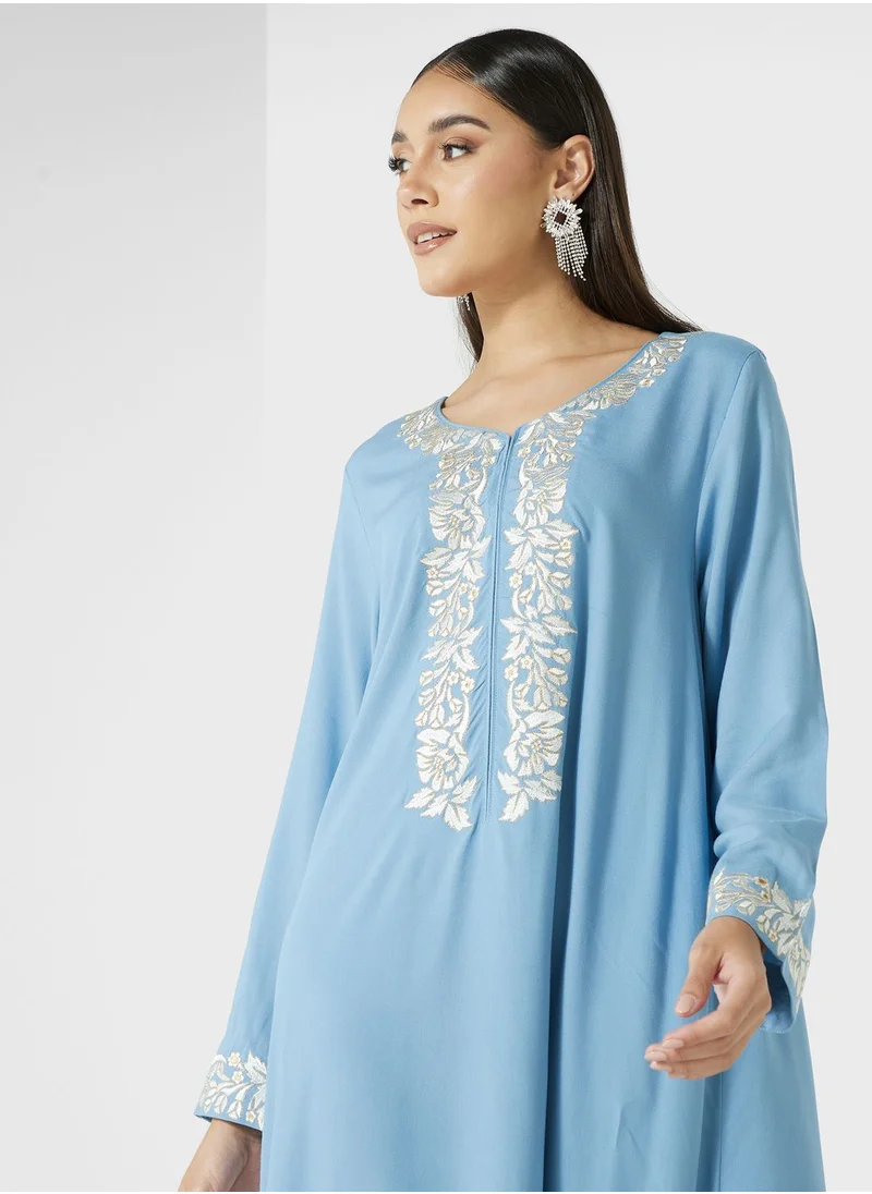 KASHKHA Tiered Embroidered Jalabiya