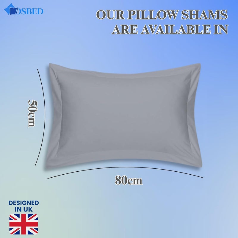 OSBED Cotton Pillow Covers Set of 2 - Breathable & Cooling Pillow Shams (Light Grey, 50 x 80cm) - Image 2