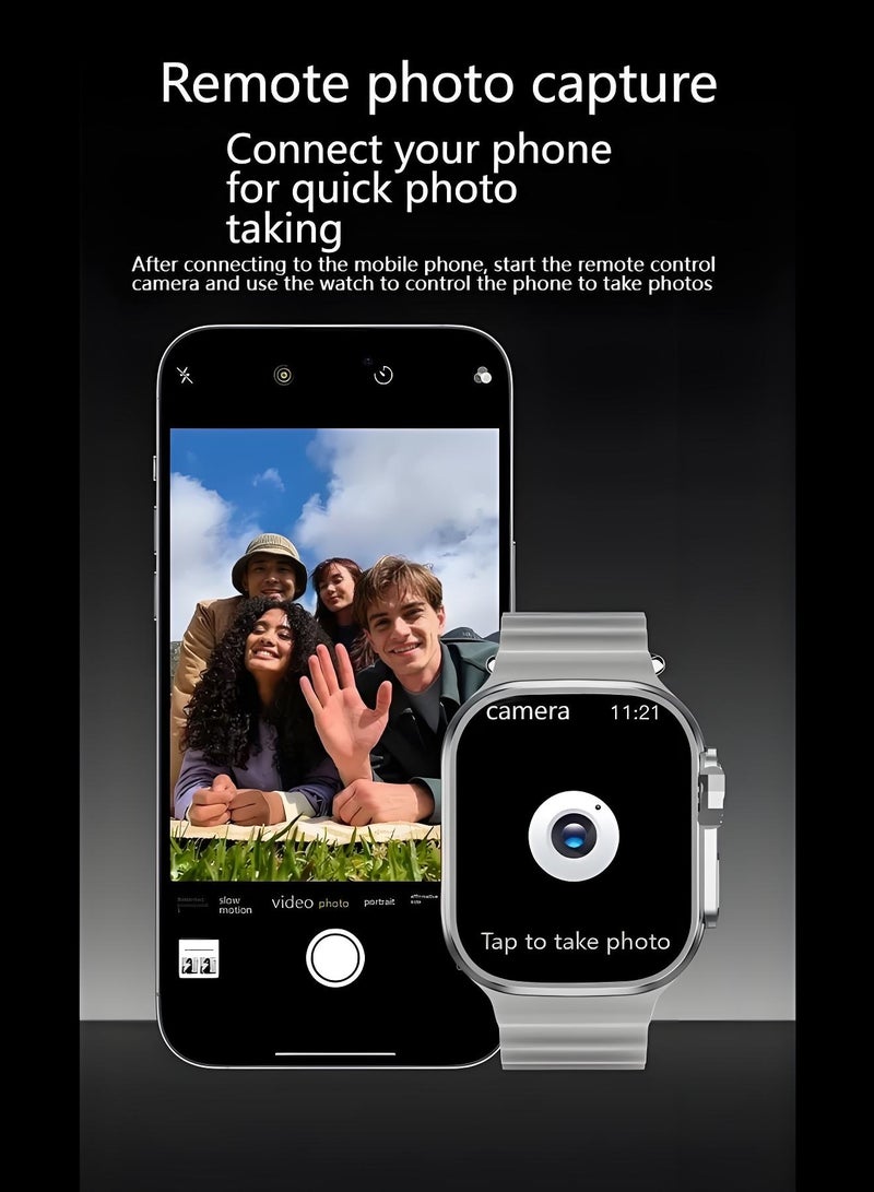 ساعة ذكية مرطبة، هاتف بلوتوث، معدل ضربات القلب، جهاز تحكم عن بعد، تصوير، أوضاع رياضية متعددة، ساعة رمادية فاتحة - Image 2