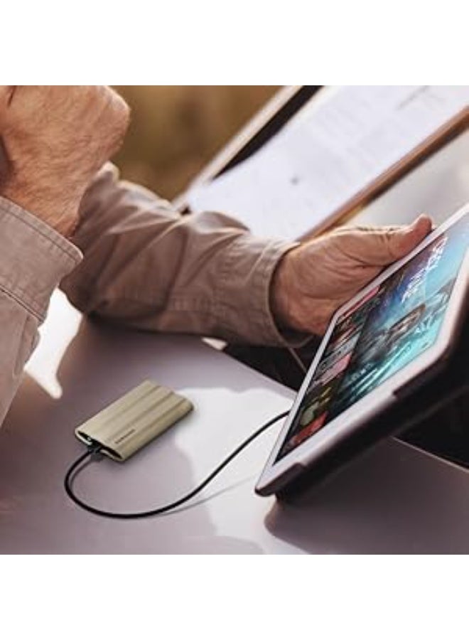 sam T7 Shield 1TB Portable External SSD, USB 3.2 Gen2 Interface (10 Gbps), Read/Write Speeds Up to 1050/1000 MB/s, AES 256-bit Encryption, Rugged, IP65 Dust & Water Resistant, Beige - Image 2