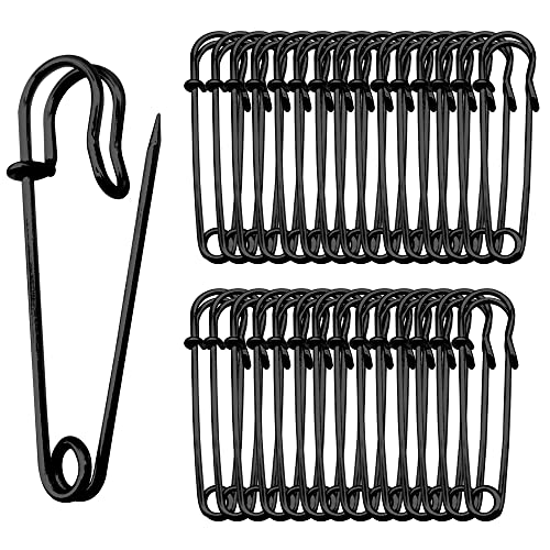 Alamic Safety Pins Brooches 2 inch/50mm Heavy Duty Blanket Pins for Blankets, Crafts, Kilts, Skirts, Sweaters, Shawls - 30 Pack (2 Inch/50mm, Black) - Image 1