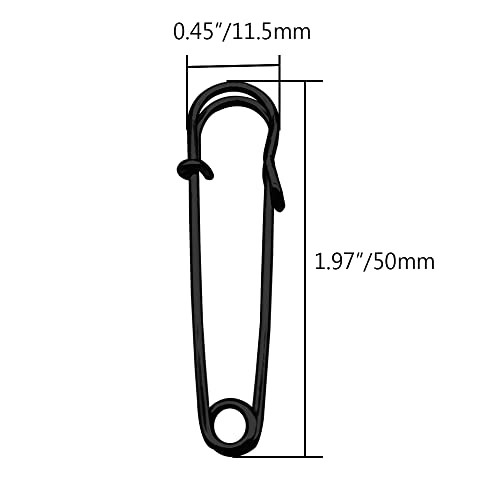 Alamic Safety Pins Brooches 2 inch/50mm Heavy Duty Blanket Pins for Blankets, Crafts, Kilts, Skirts, Sweaters, Shawls - 30 Pack (2 Inch/50mm, Black) - Image 2