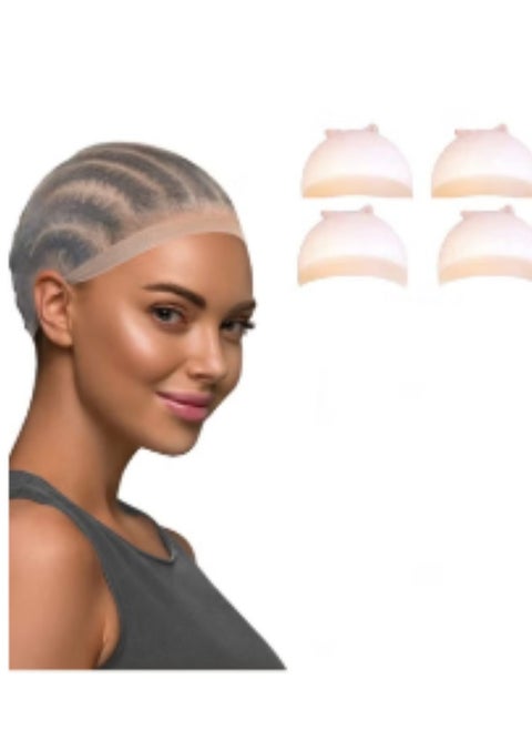 Stocking Wig Caps, 4 Pieces Of Invisible Breathable Ultra-thin Stretch Stocking Caps For Lace Front Wigs