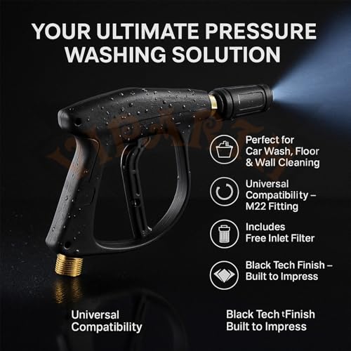 VIPARTH Pressure Washer Gun for Car Wash, Floor Cleaning | Free Inlet Filter | with Safety Lock | Suitable for Every Pressure Washer | Universal Fitting | Washer Gun | M22 | Pack of 1 - Image 3