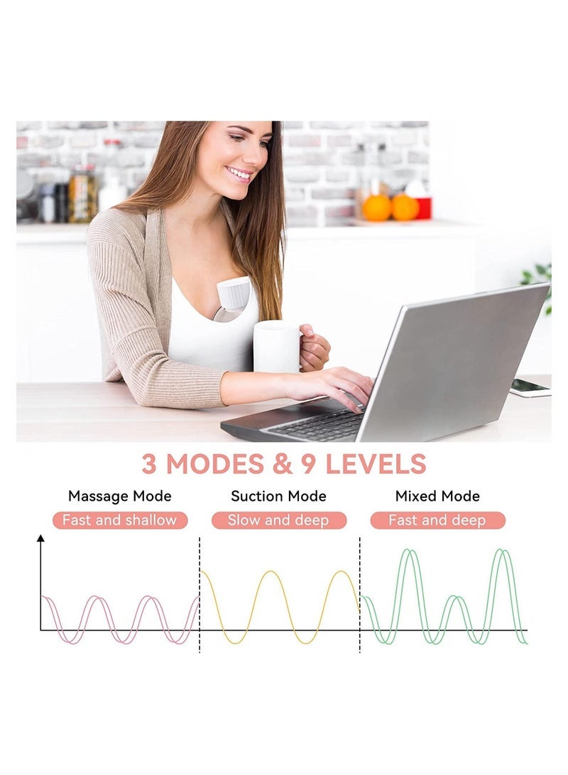 MIXDE Electric Breast Pump Wearable Hands Free Breastfeeding Pump with 3 Modes & 9 Levels,LCD Display and Memory Function Portable Cordless Milk Pump Quiet Painless & Rechargeable - Image 2