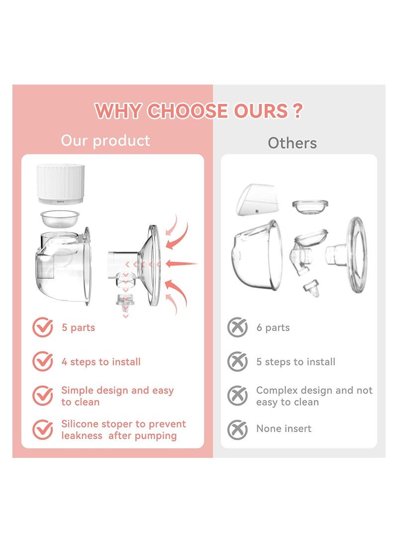 MIXDE Electric Breast Pump Wearable Hands Free Breastfeeding Pump with 3 Modes & 9 Levels,LCD Display and Memory Function Portable Cordless Milk Pump Quiet Painless & Rechargeable - Image 3