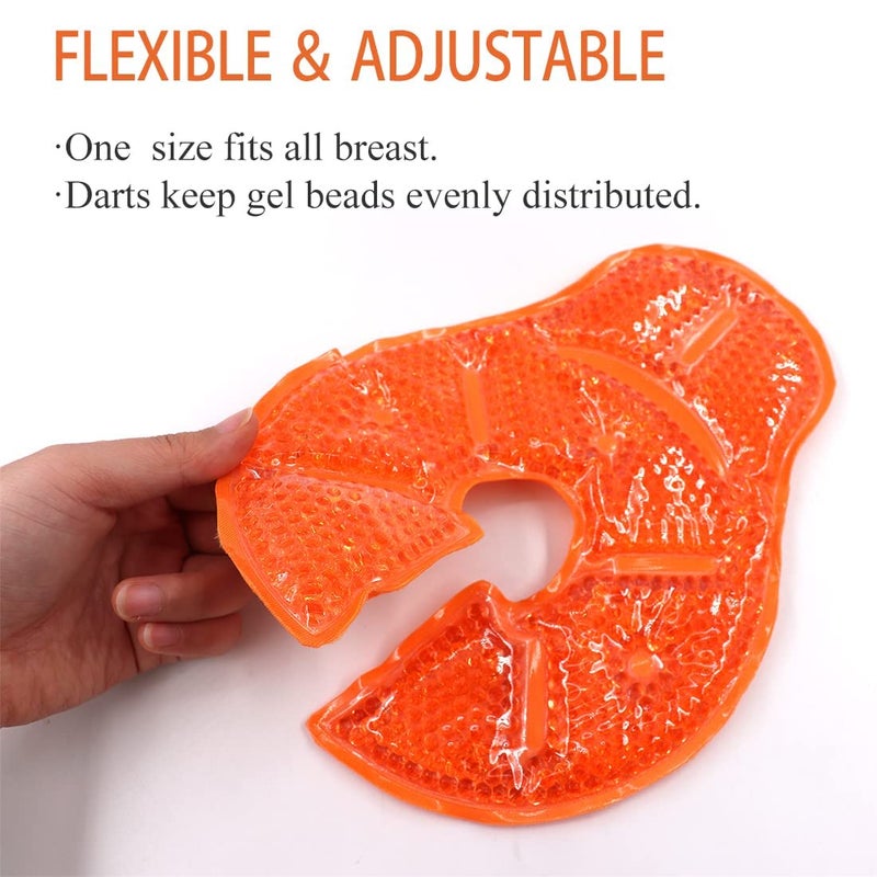 coldchill Reusable Breast Therapy Pack, Breast Ice Packs, Breastfeeding Essentials, for Breastfeeding Relief, Nursing Pain, Engorgement, Swelling Augmentation, Mastitis, Mastectomy Recovery, 2 Pack Orange - Image 2