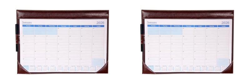 Sukeshcraft Table Planner Calendar 2025–2026 Combo (2 Pcs) | PU Leather Desk Planner with Oct–Dec 2025 Refill & Jan–Dec 2026 | 18.5"x13"Inch.Combo) - Image 2
