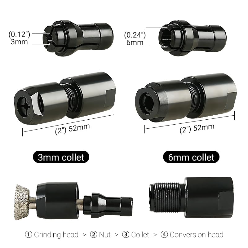 LOZLIN Angle Grinder Modified Adapter 5/8-11 Thread Straight Grinder Chuck Converter Heavy Duty Power Tool Accessory for Grinding Polishing Metalworking, 3/6mm-Black - Image 2