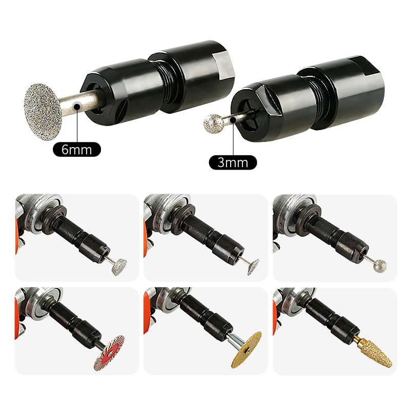 LOZLIN Angle Grinder Modified Adapter 5/8-11 Thread Straight Grinder Chuck Converter Heavy Duty Power Tool Accessory for Grinding Polishing Metalworking, 3/6mm-Black - Image 3