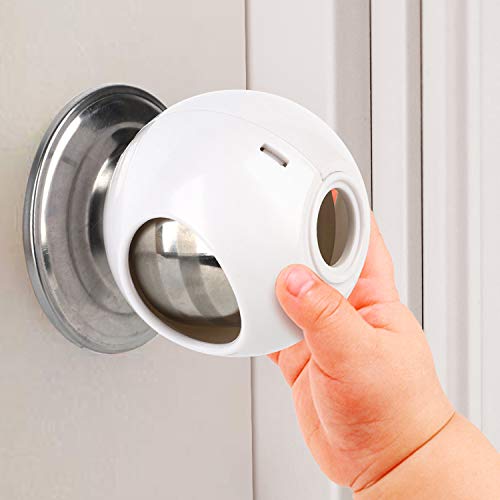 Door Knob Safety Cover for Kids 4 Pack New Shape Structure Design Child Door Knob Covers Prevent Children from Opening Doors Baby Safety Door Knob Locks Fit Most Knobs