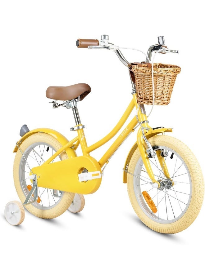RIZZ Platinum Junior 18-Inch Kids Bike | 18-Inch Wheel Size | Adjustabe Seat | Training Wheels | Yellow Gloss - Image 1