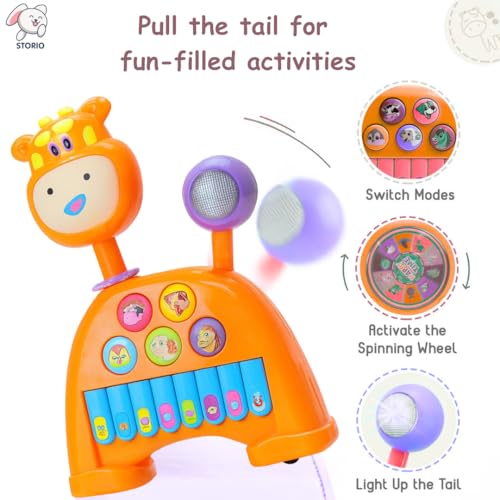 Storio Musical Light & Sound Cow Piano with 5 Modes of Animal Sound (Colour May Vary)| Soothing Melodies| Interactive Modes| Spinning Wheel | Ideal Gifting Option - Image 2