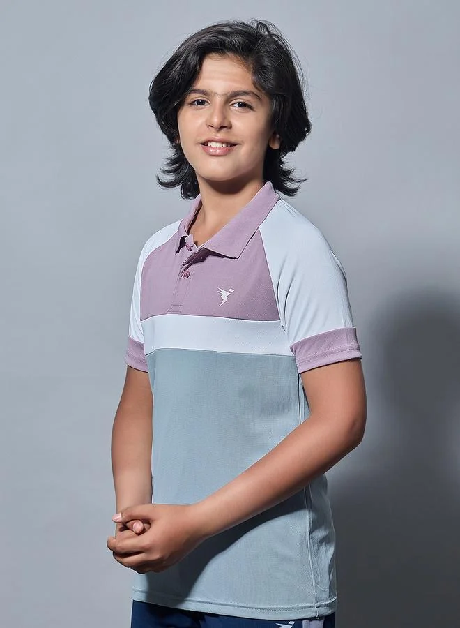 تكنوسبورت Technosport Boys Color Block Slim Fit Polo Sports T-Shirt