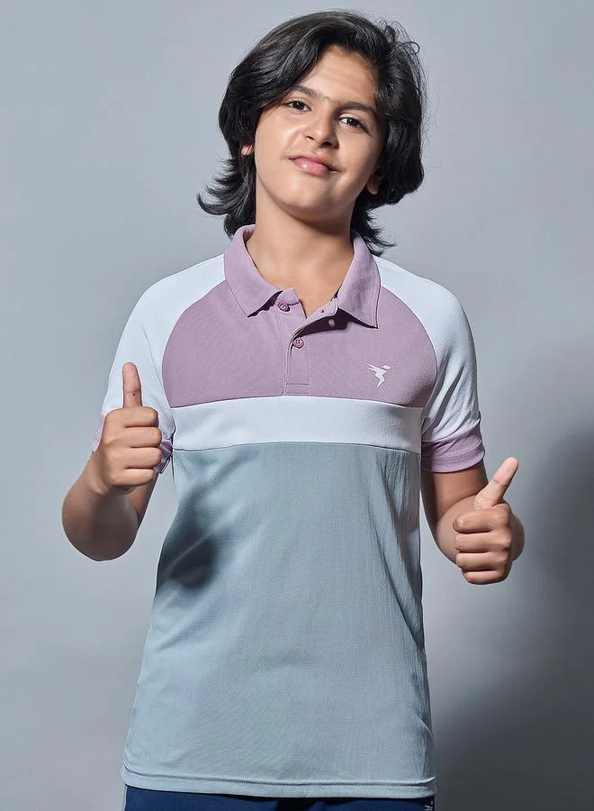 Technosport Technosport Boys Color Block Slim Fit Polo Sports T-Shirt
