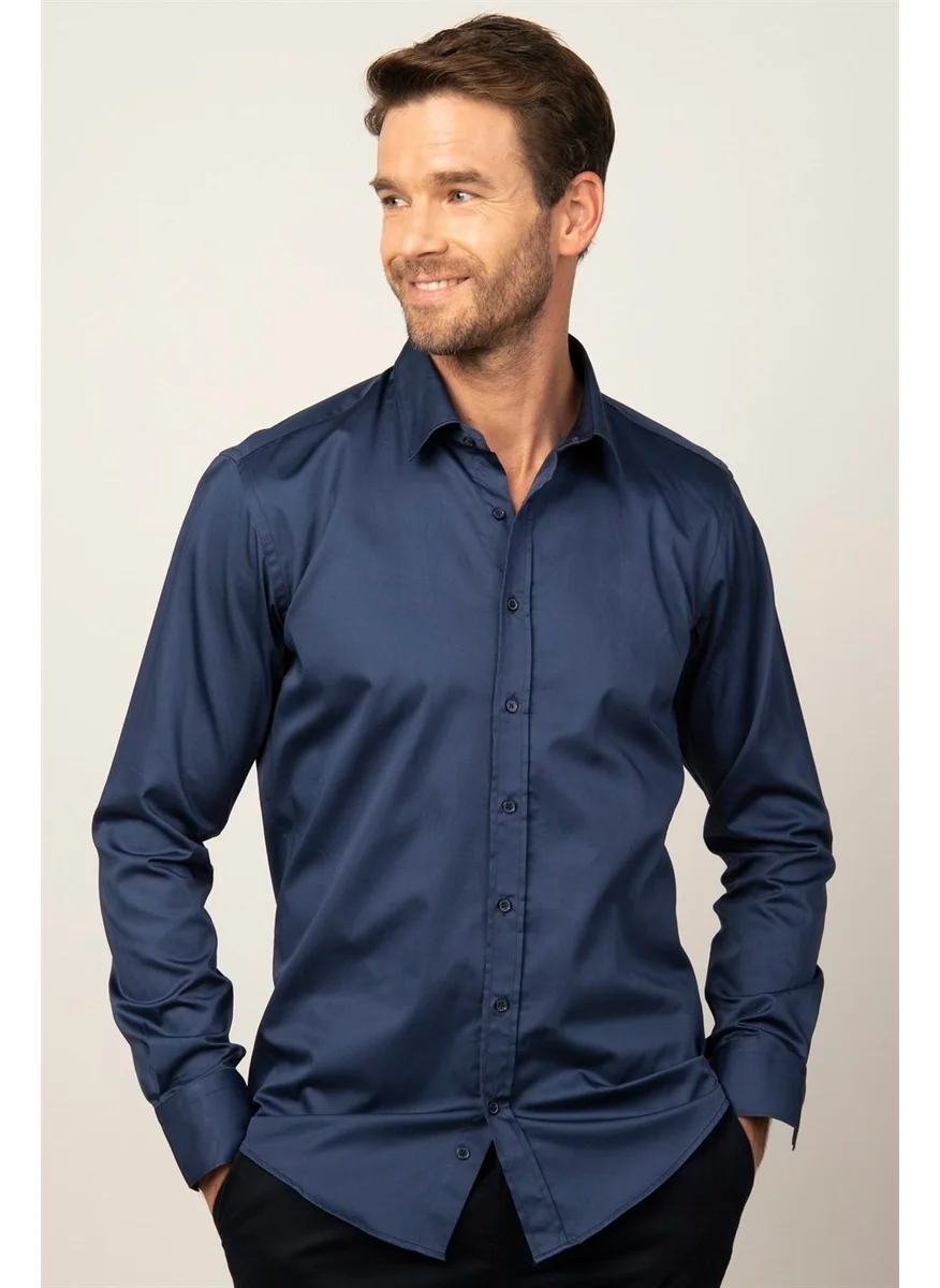 Tudors Modern Slim Fit Cotton Satin Premium Series Men's Shirt