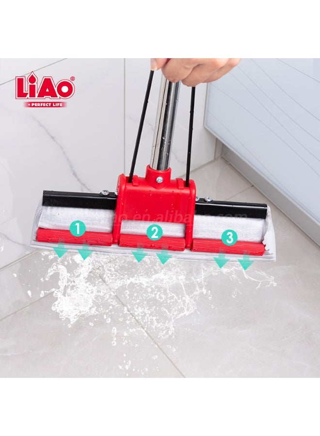 لياو ممسحة أرضيات إسفنجية PVA بحجم 27 سم، ممسحة دوّارة ذات نظام عصر ذاتي، مقبض ستانلس ستيل قابل للتعديل من 94 إلى 126 سم، ممسحة تنظيف عميق لجميع أنواع الأرضيات، إزالة الغبار والشعر والأوساخ والسوائل، ممسحة متعددة الاستخدامات للمنزل، المطبخ، الحمام، أرضيات السيراميك، الرخام، البلاط، الأرضيات الخشبية - Image 5