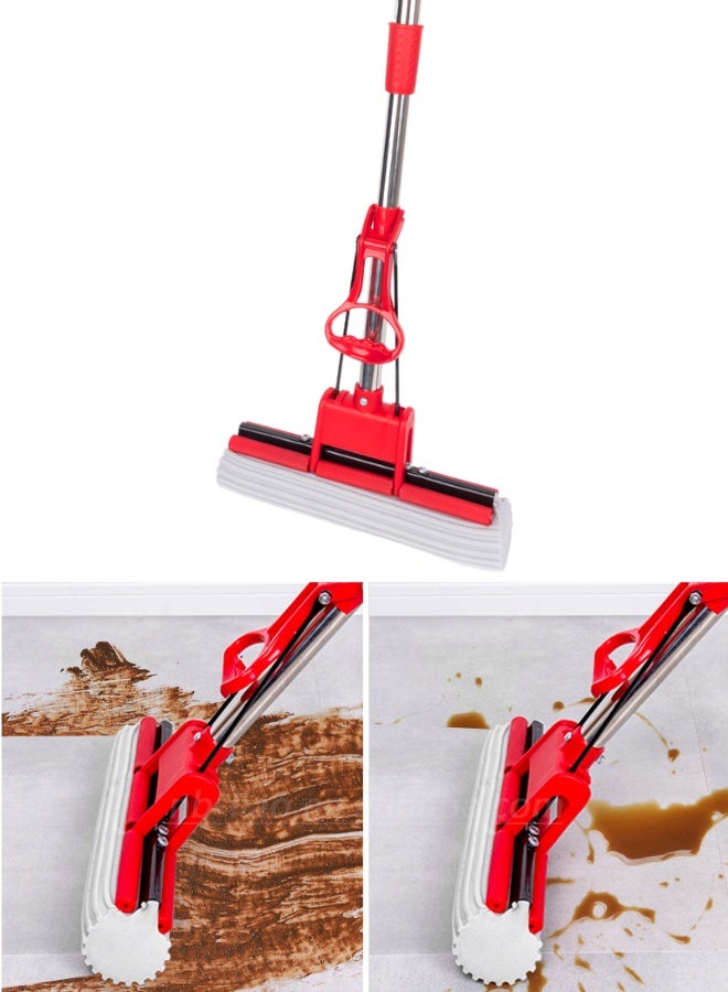 لياو ممسحة أرضيات إسفنجية PVA بحجم 27 سم، ممسحة دوّارة ذات نظام عصر ذاتي، مقبض ستانلس ستيل قابل للتعديل من 94 إلى 126 سم، ممسحة تنظيف عميق لجميع أنواع الأرضيات، إزالة الغبار والشعر والأوساخ والسوائل، ممسحة متعددة الاستخدامات للمنزل، المطبخ، الحمام، أرضيات السيراميك، الرخام، البلاط، الأرضيات الخشبية - Image 1