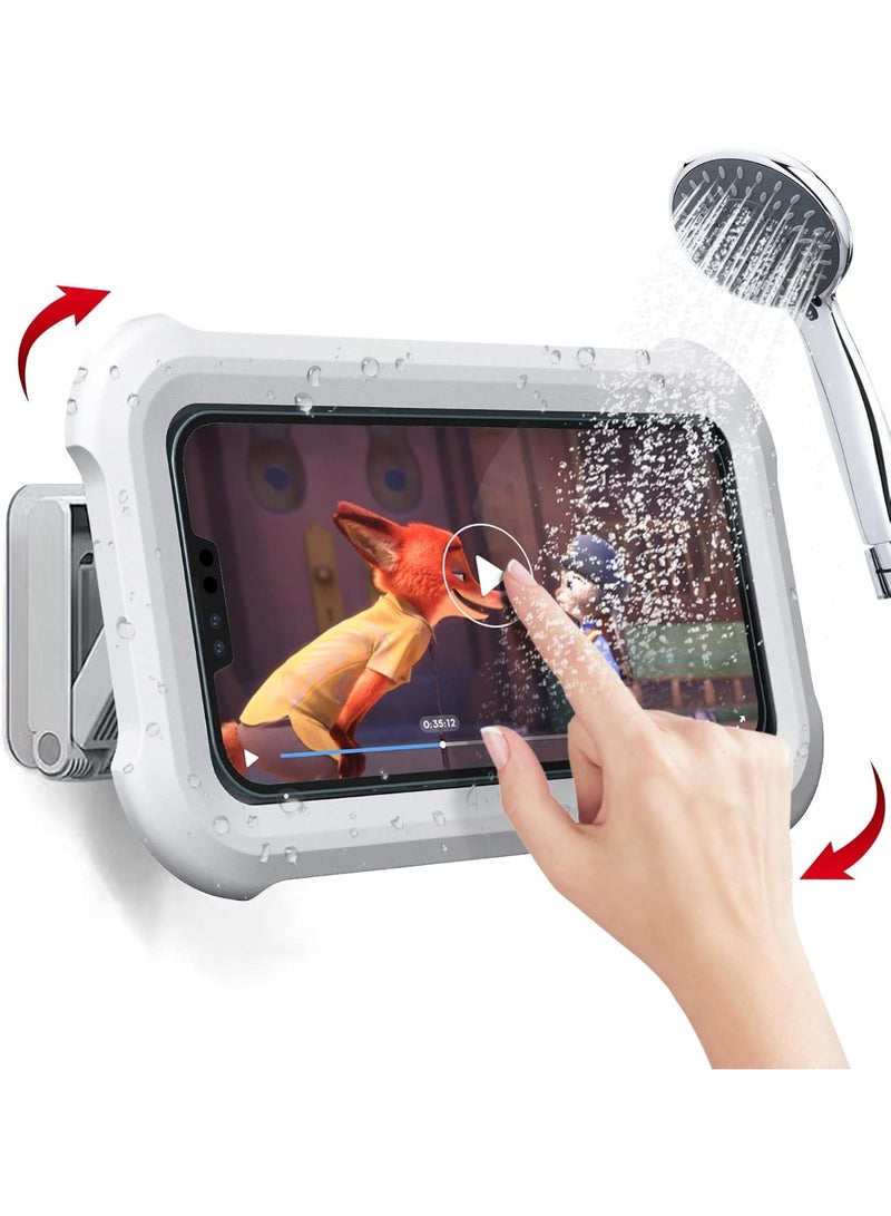 Upgraded 360 ° rotating waterproof shower phone holder with touch screen, bathroom accessory protective companion holder, bathroom bathtub wall mounted storage rack, suitable for 4-7-inch phones - Image 1