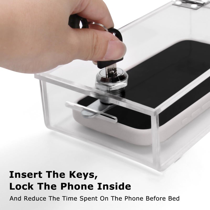 Cell Phone Lock Box,Mobile Phone Storage Jail Box with 2 Keys Transparent Phone Locker Phone Acrylic Key Staff - Image 4