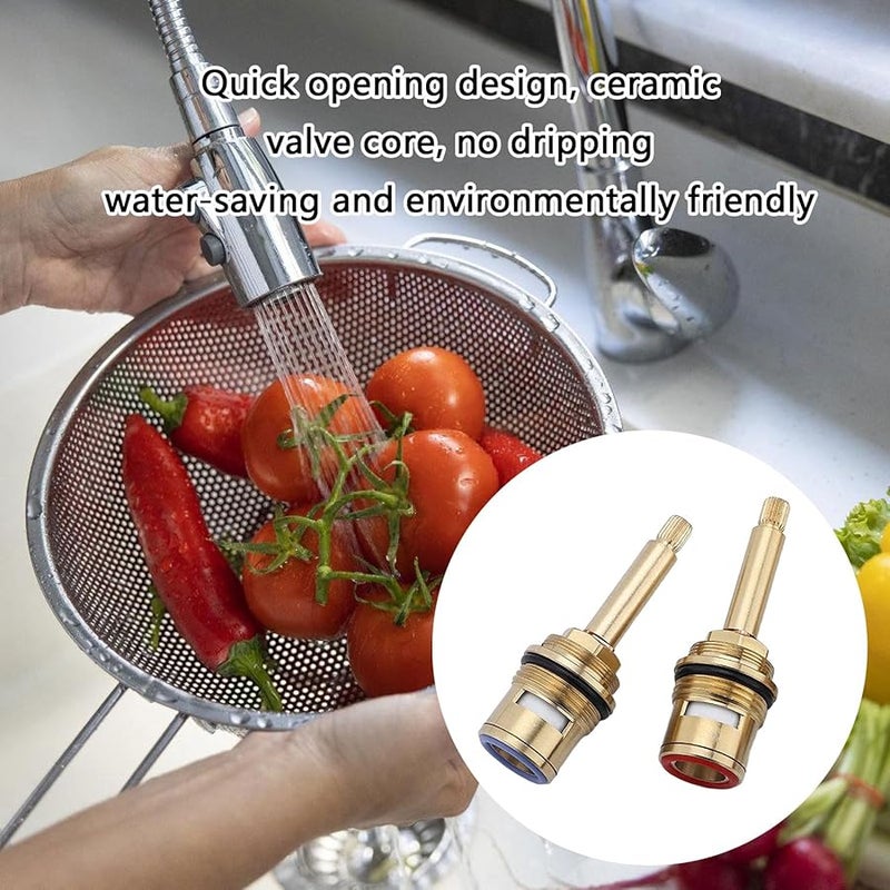 Red Ceramic Disc Faucet Cartridge Replacement For Kitchen Bathroom Hot Cold Water - Image 3
