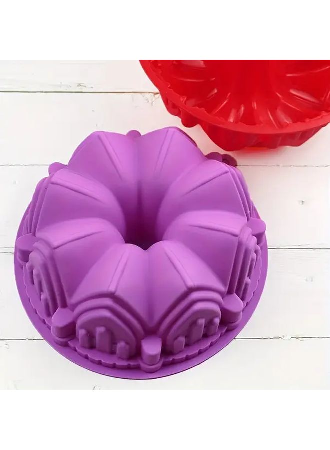 Purple Silicone Crown Cake Mold Baking Pan For DIY Kitchen Use - Image 1