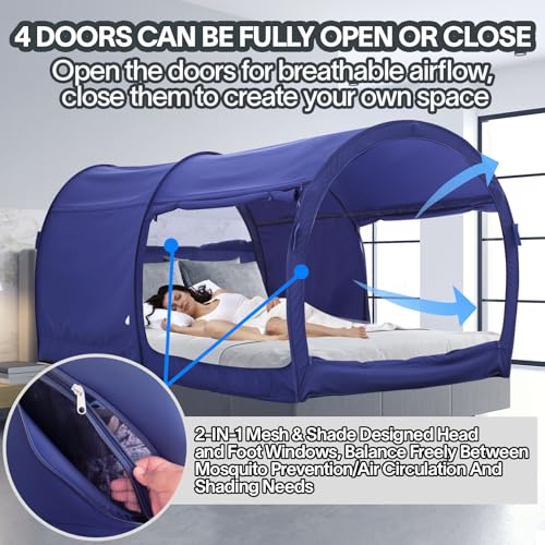 LEEDOR Bed Tent Dream Tents Bed Canopy Shelter Cabin Indoor Privacy Warm Breathable Pop Up Twin Size for Kids and Adult Patent Pending Navy(Mattress Not Included) - Image 5