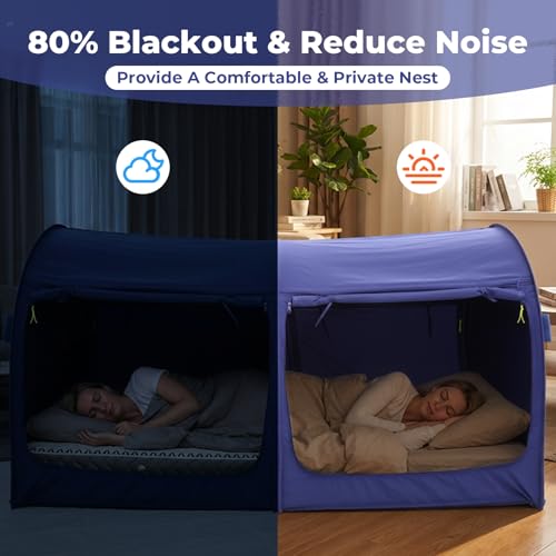 LEEDOR Bed Tent Dream Tents Bed Canopy Shelter Cabin Indoor Privacy Warm Breathable Pop Up Twin Size for Kids and Adult Patent Pending Navy(Mattress Not Included) - Image 4