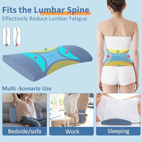vamorry Lumbar Support Pillow for Bed Relief Back Pain: Lower Back Pillow for Sleeping - Memory Foam Waist Pillow - Back Wedge Bolster Pillow for Side, Back&Stomach Sleepers - Bed Rest Pillow for Car, Sofa - Image 3