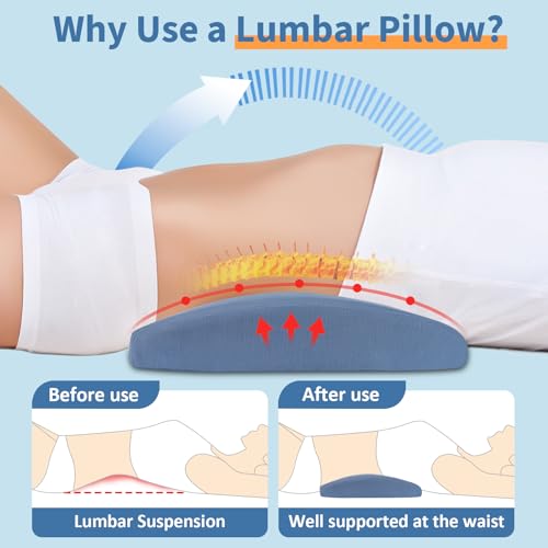 vamorry Lumbar Support Pillow for Bed Relief Back Pain: Lower Back Pillow for Sleeping - Memory Foam Waist Pillow - Back Wedge Bolster Pillow for Side, Back&Stomach Sleepers - Bed Rest Pillow for Car, Sofa - Image 2