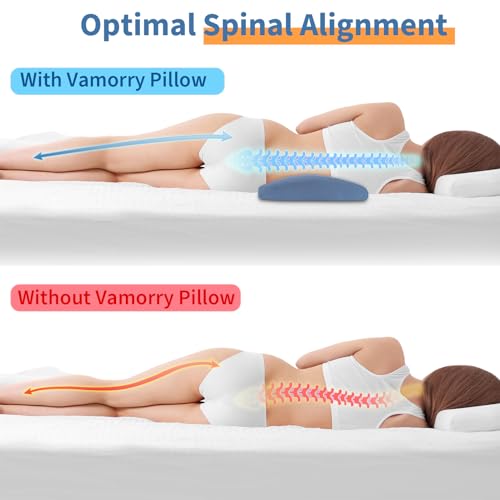 vamorry Lumbar Support Pillow for Bed Relief Back Pain: Lower Back Pillow for Sleeping - Memory Foam Waist Pillow - Back Wedge Bolster Pillow for Side, Back&Stomach Sleepers - Bed Rest Pillow for Car, Sofa - Image 4