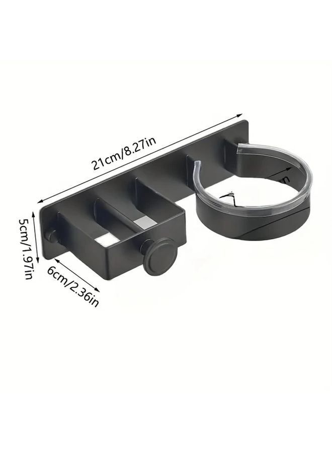 1pc Modern Wall Mounted Hair Tool Holder With Towel Hooks No Drill Organizer Rack - Image 3